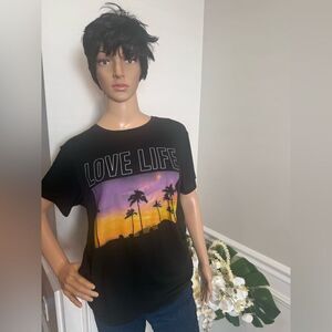 Express Love Life Black Graphic Tee